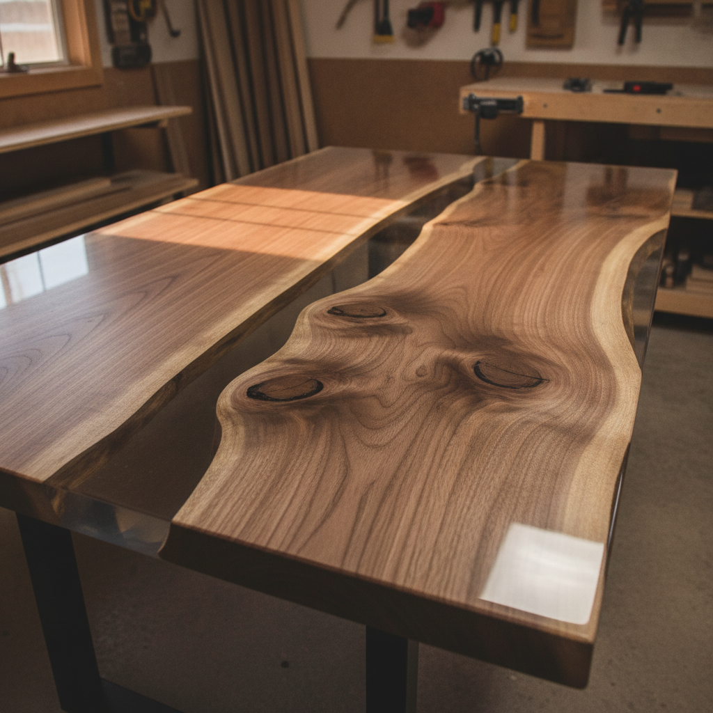 Epoxy vs polyurethane finish comparison on a wood bar top