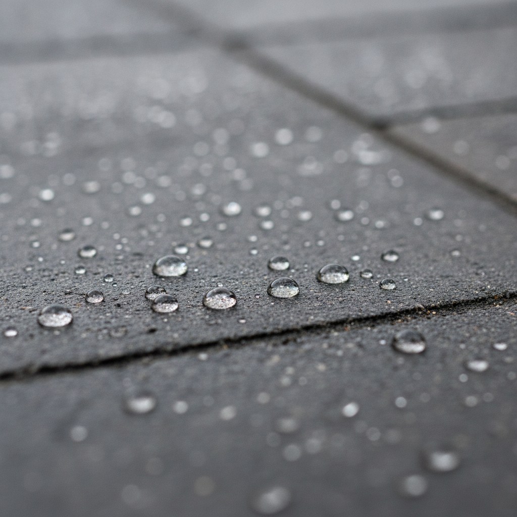 Water beading on a sealed concrete paver, the test that shows the paver sealer is still working