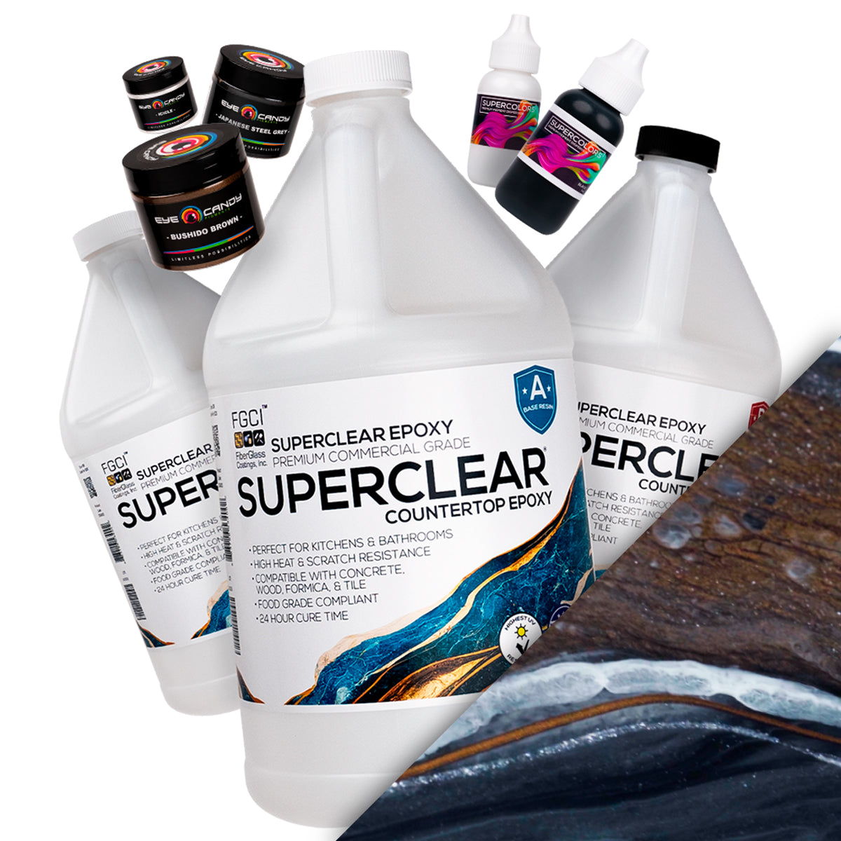 Black Marble Plus Countertop Epoxy Resin 3 Gallon Kit