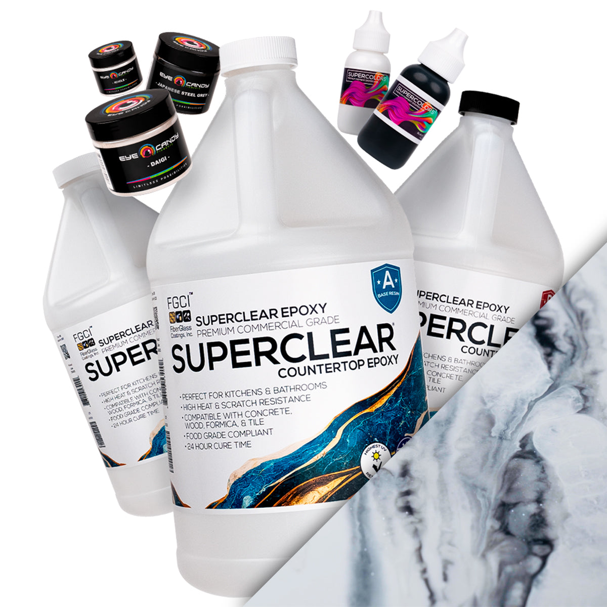 White Marble Plus Countertop Epoxy Resin 3 Gallon Kit