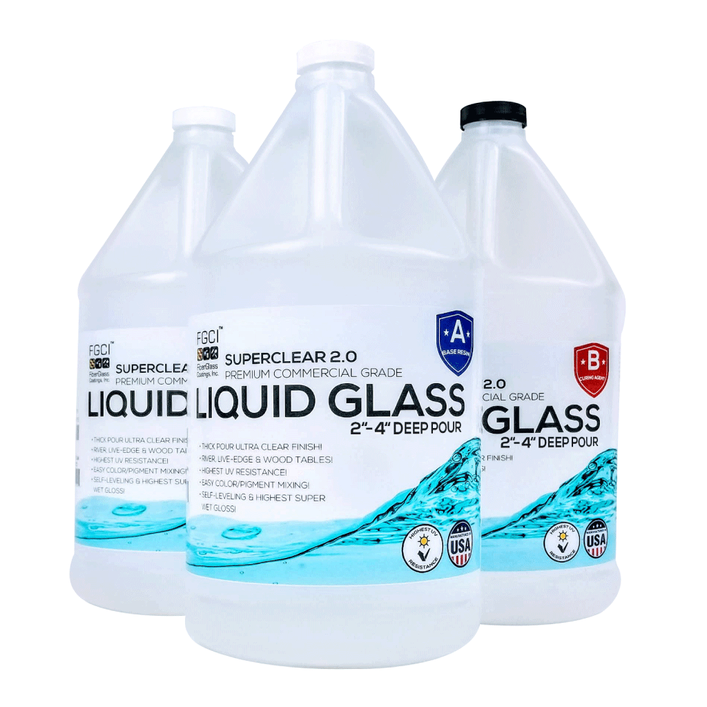Deep Pour Epoxy Resin Crystal Clear Liquid Glass 2-4 inch 3 GL Resin Kit, Self L