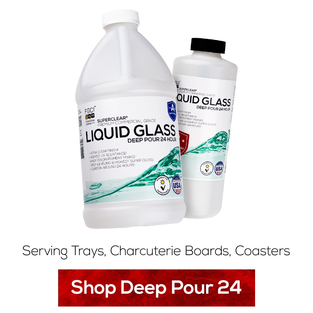 Serving Trays, Charcuterie Boards, Coasters. Shop Deep Pour 24 Hour Epoxy.