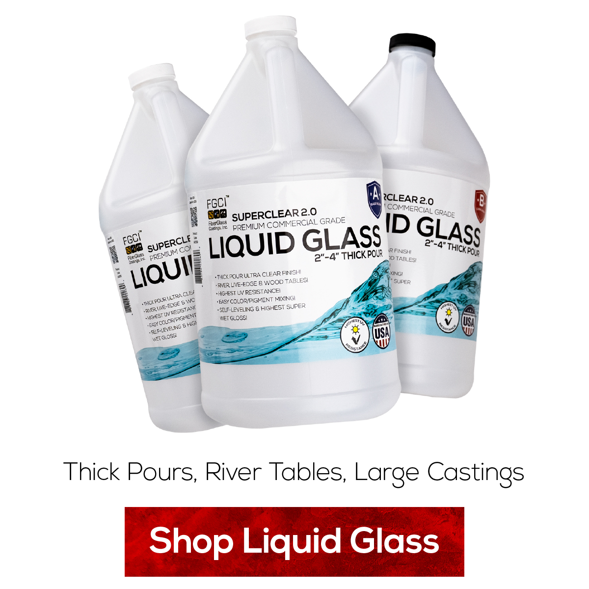 Thick Pours, River Tables, Large Castings. Shop Liquid Glass Deep Pour Epoxy.