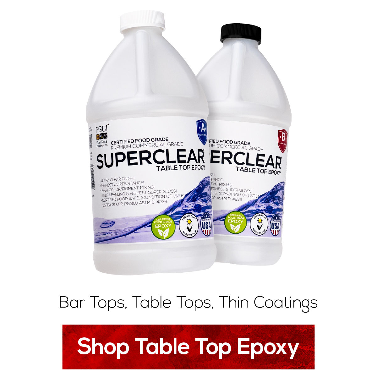 Shop Table Top Epoxy. Bar Tops, Table Tops, Thin Coatings.